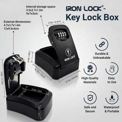 Medium Wall Mount Key Lock Box (Black)