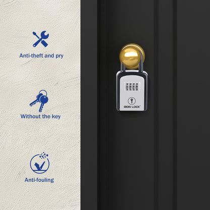 Small Portable Key Lock Box with Removable U-Shackle (Grey)