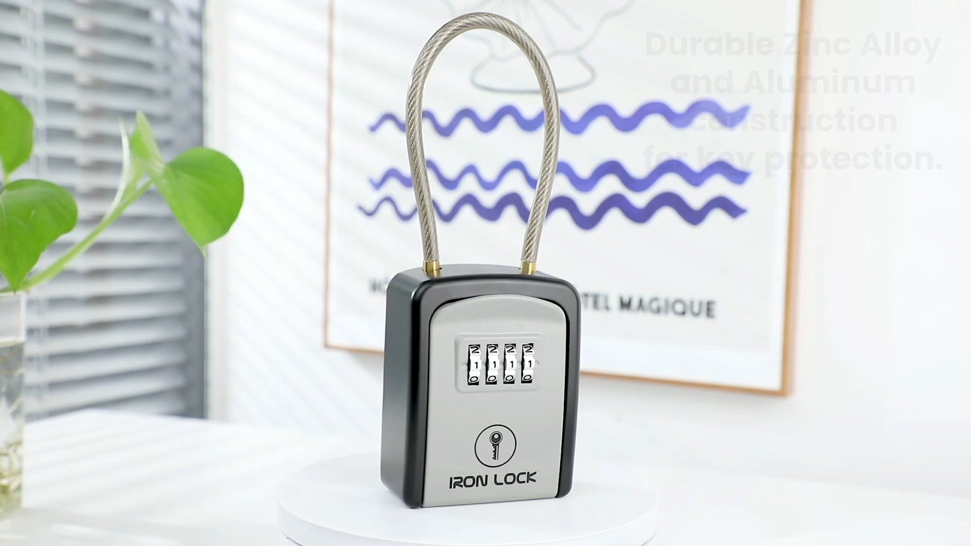 Load video: Small Cable Shackle Portable Key Lock Box