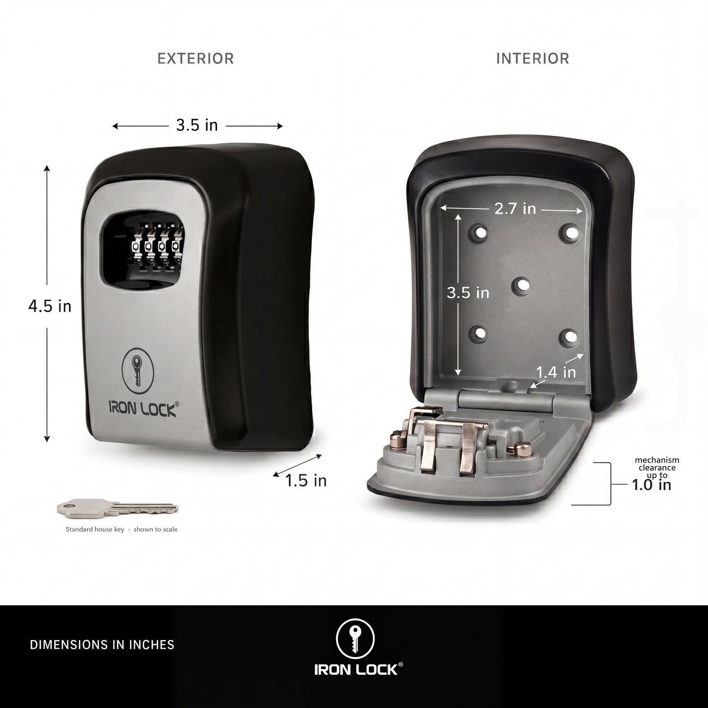 Iron Lock Medium grey wall-mount key lock box, 4-digit resettable combination — view 6