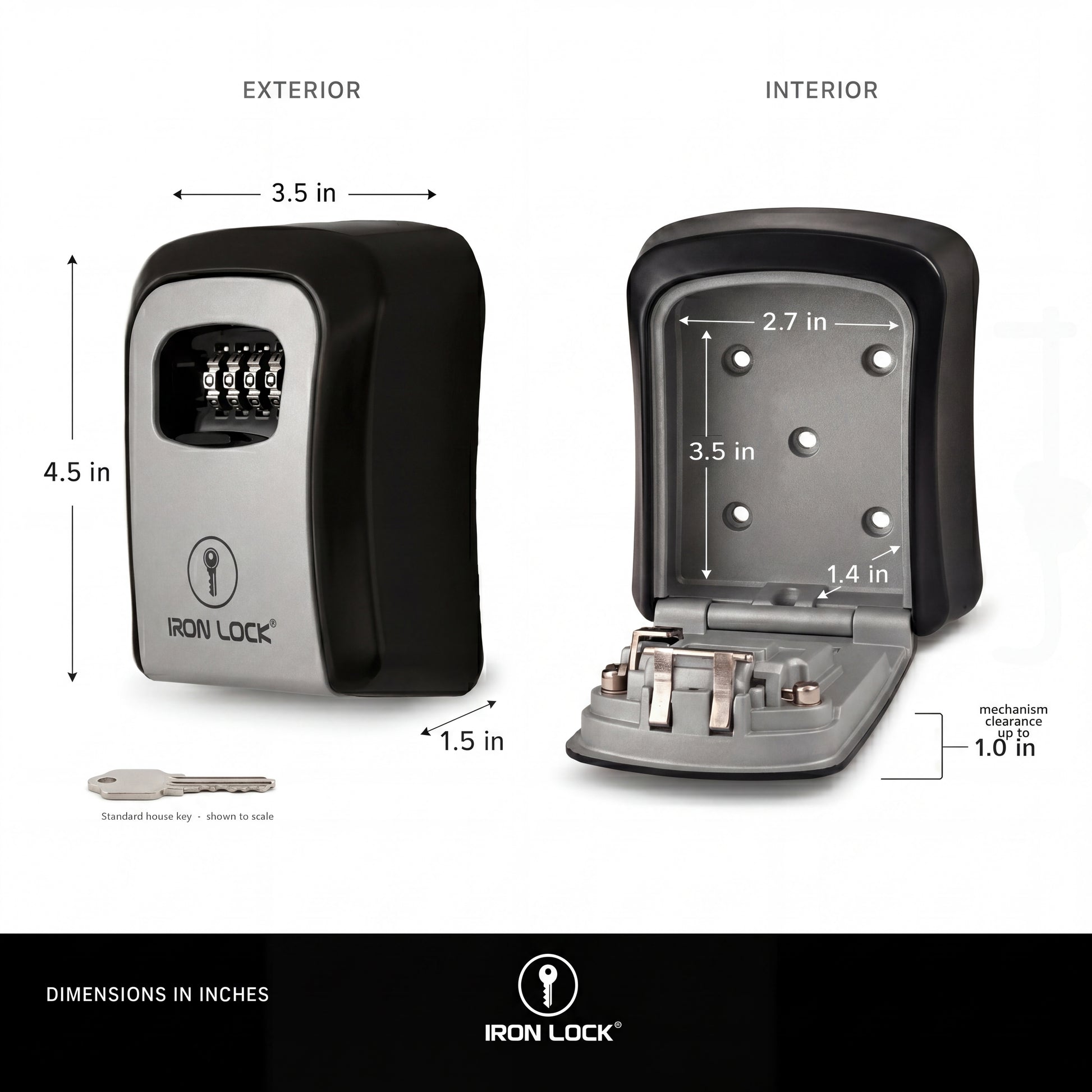 Iron Lock Medium grey wall-mount key lock box, 4-digit resettable combination — view 6