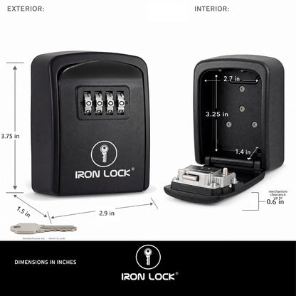 Iron Lock Small black wall-mount key lock box, 4-digit resettable combination — view 3
