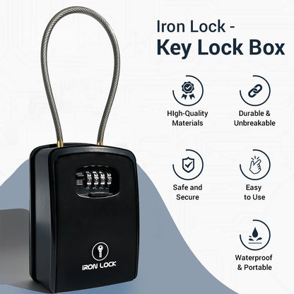 XX-Large Portable Key Lock Box with Removable Cable Shackle (Black)