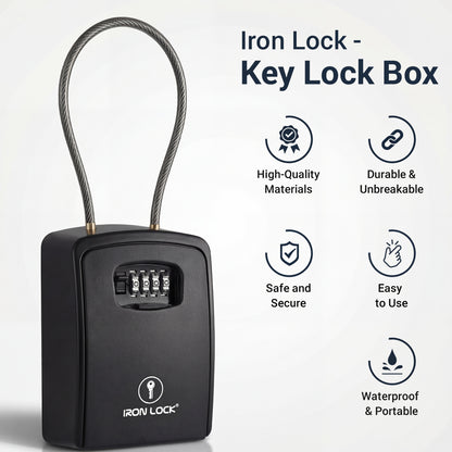 XX-Large Portable Key Lock Box with Removable Cable Shackle (Black)