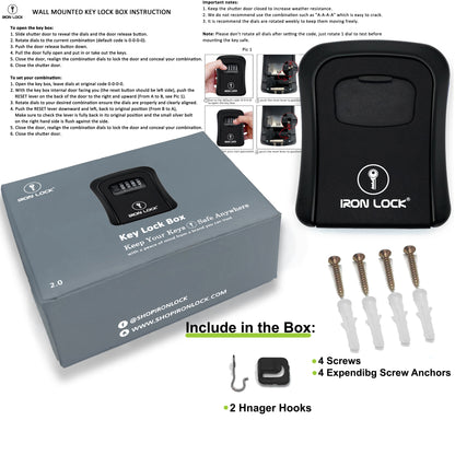 Medium Wall Mount Key Lock Box (Black)