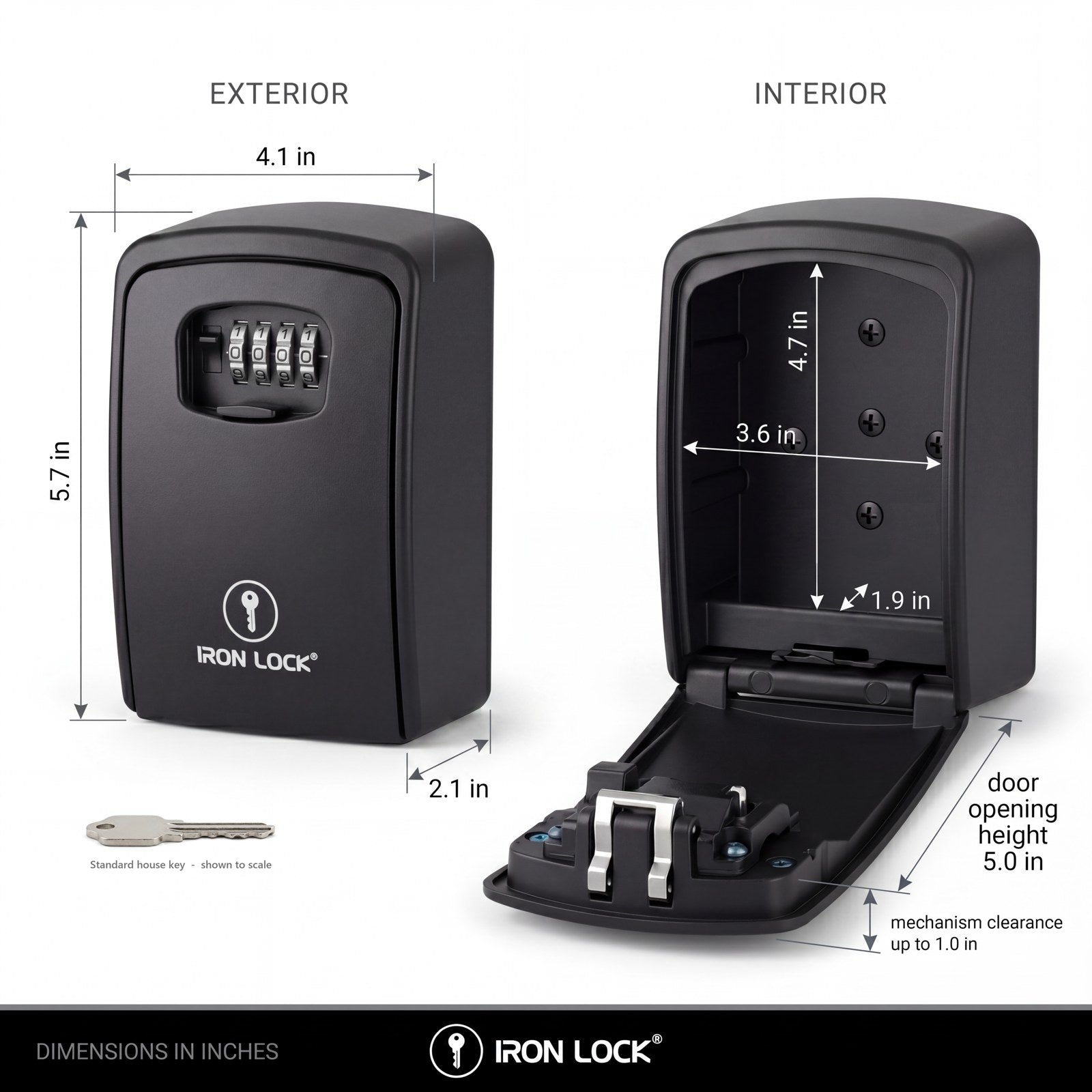 Iron Lock XX-Large black wall-mount key lock box, 4-digit resettable combination — view 4