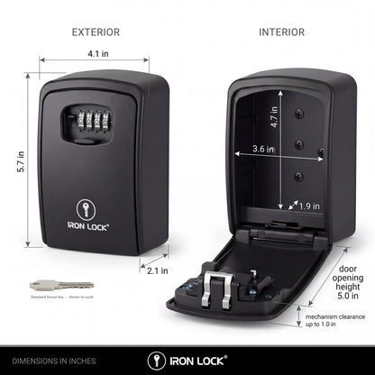 Iron Lock XX-Large black wall-mount key lock box, 4-digit resettable combination — view 4