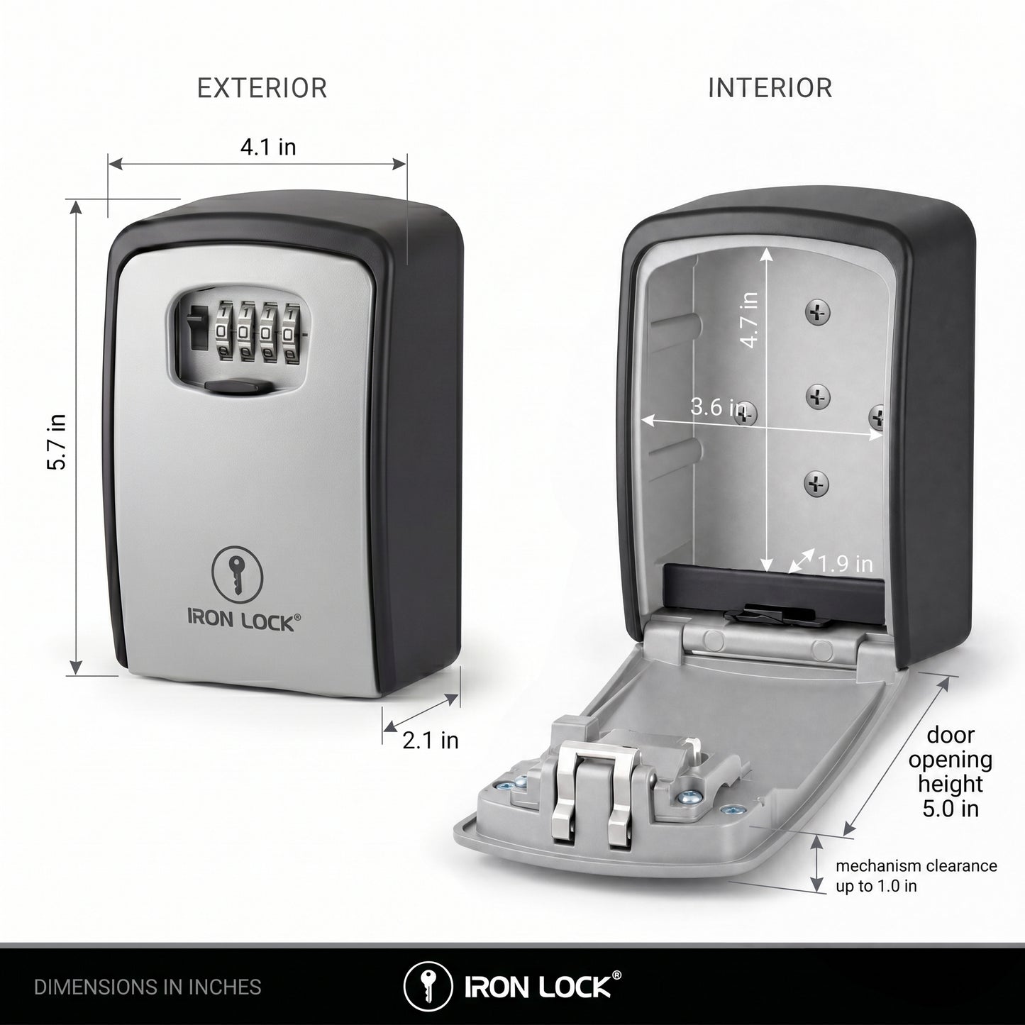 Iron Lock XX-Large Wall Mount Key Lock Box, grey (view 5)