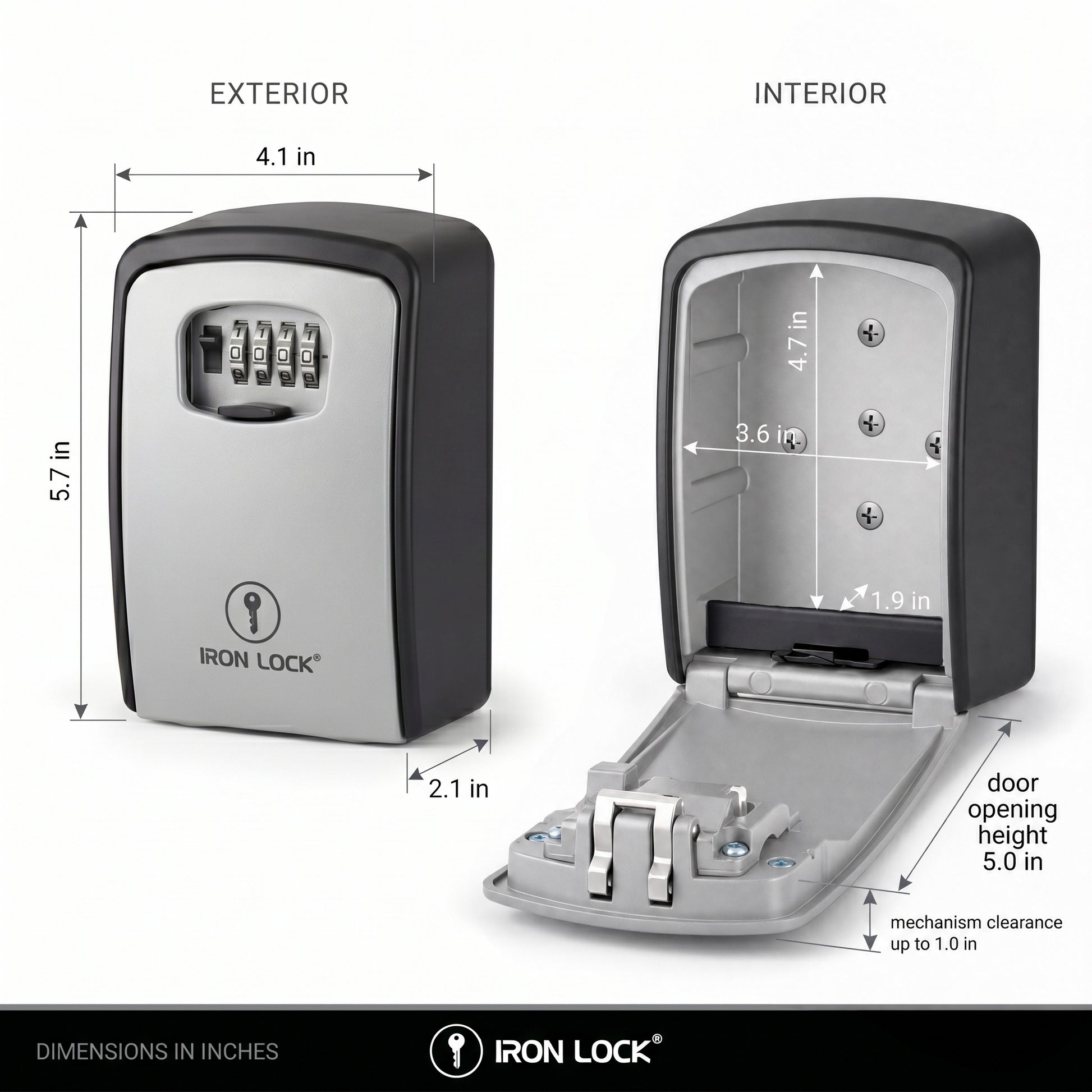 Iron Lock XX-Large Wall Mount Key Lock Box, grey (view 5)