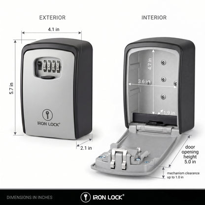 Iron Lock XX-Large Wall Mount Key Lock Box, grey (view 5)